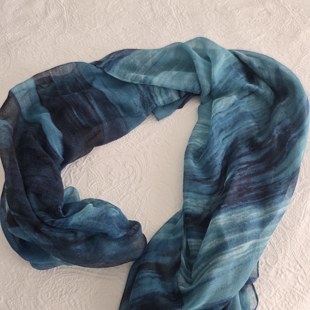 Me To We Blue Watercolor Tie Dye Scarf